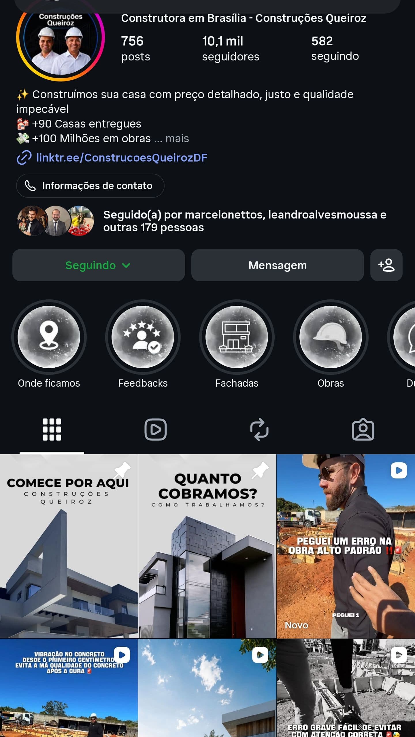 Perfil de Construções Queiroz (@construcoesqueiroz) no Instagram